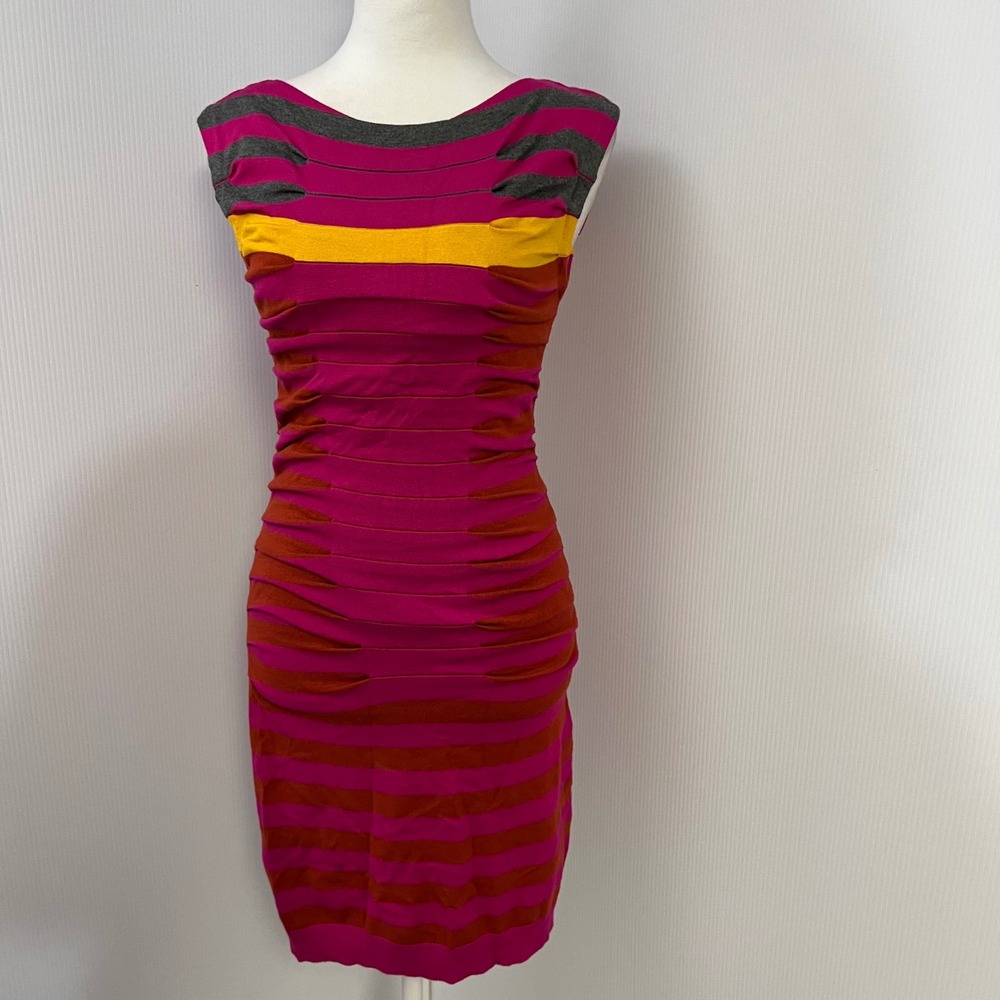 Ted‎ Baker London Sz 1 Striped Sleeveless Bodycon Dress Knit Party Cocktail Date